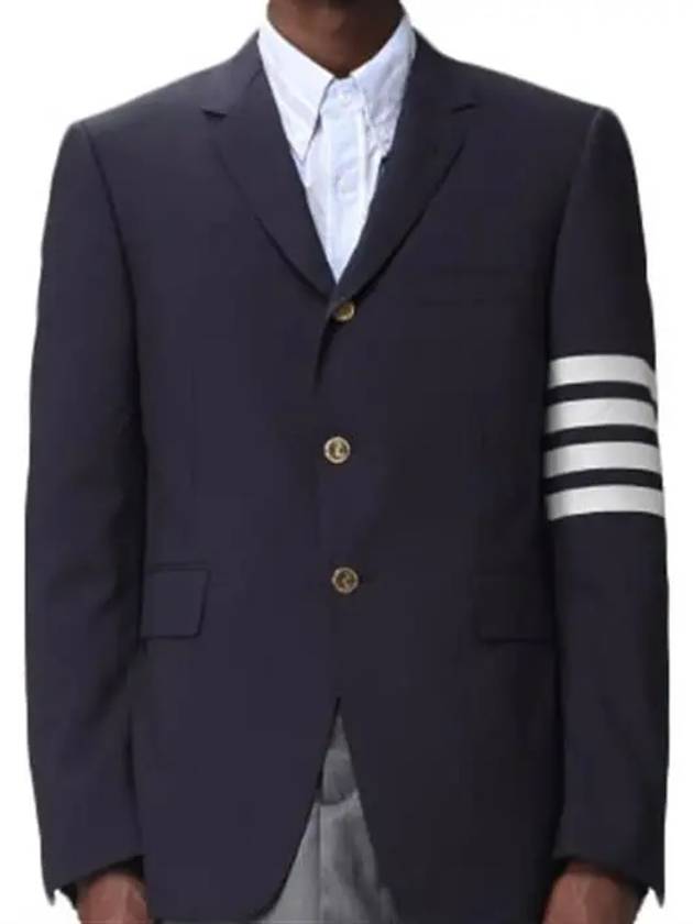 4-Bar Plain Weave High Armhole Sport Jacket Navy - THOM BROWNE - BALAAN 2