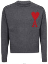 Intarsia Big Heart Logo Wool Knit Top Grey - AMI - BALAAN 2