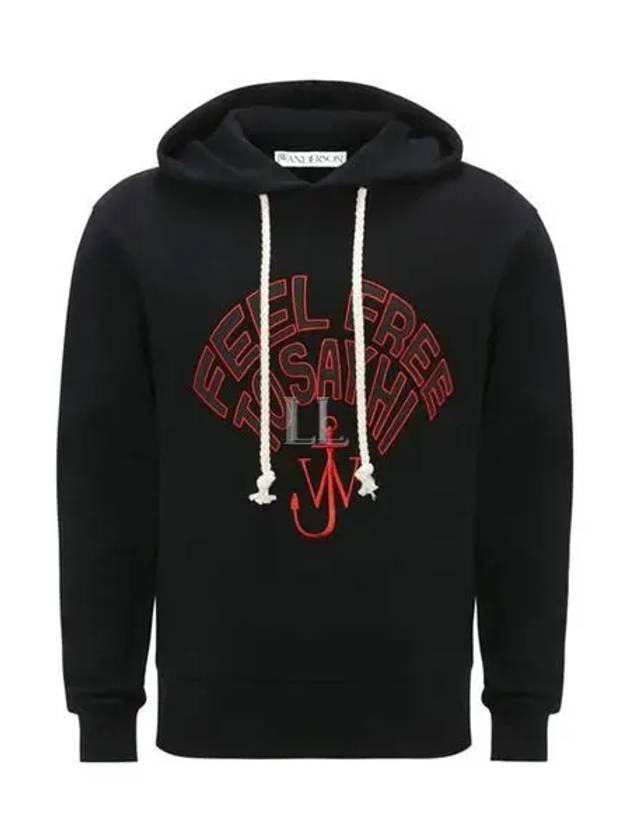 Slogan Embossed Hoodie Black - JW ANDERSON - BALAAN 2