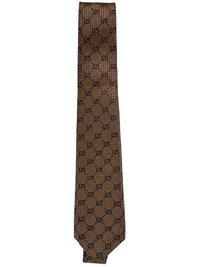 GG Silk Jacquard Tie Brown - GUCCI - BALAAN 2