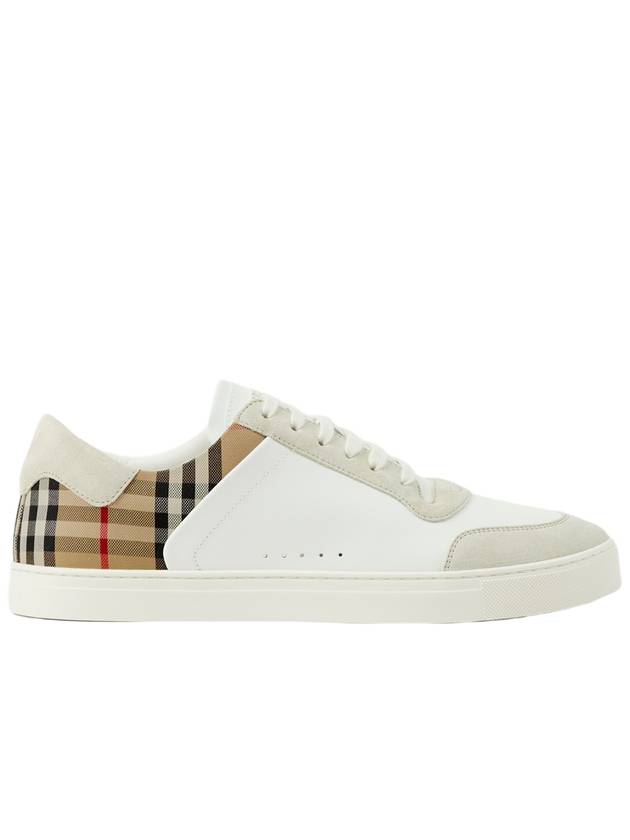 Check Leather Suede Sneakers Natural White Archive Beige - BURBERRY - BALAAN 2