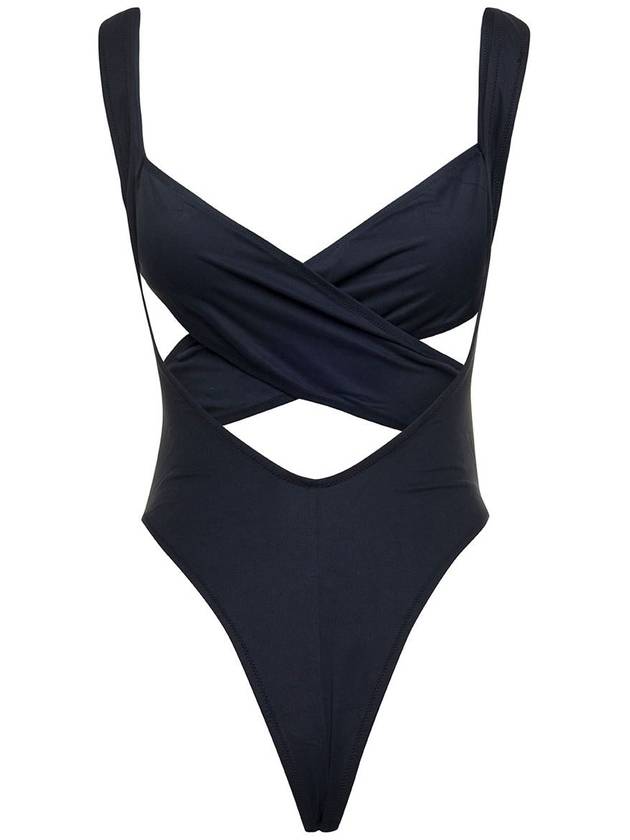 'Exotica' Black One-Piece Swimsuit With Cut-Out And Cross-Strap In Polyamide Stretch Woman - REINA OLGA - BALAAN 2