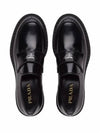 Chocolate Brushed Leather Loafers Black - PRADA - BALAAN 4