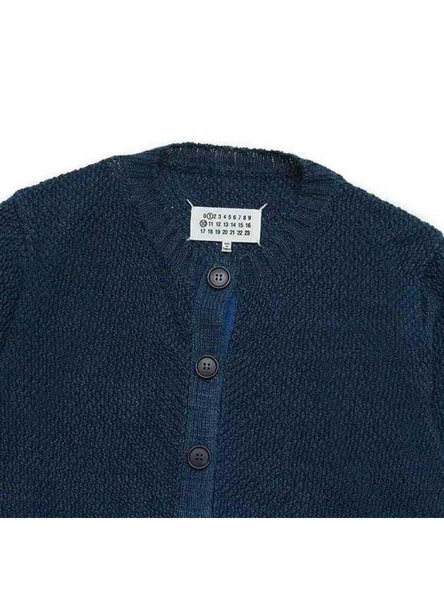 Hemp Basket Weave Knit Cardigan Blue - MAISON MARGIELA - BALAAN 4