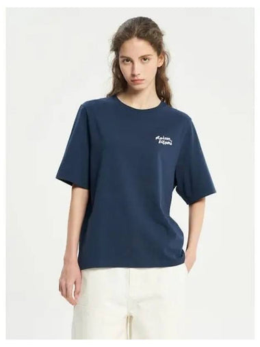 Women s lettering embroidery comfort t shirt ink blue domestic product GM0024021421944 - MAISON KITSUNE - BALAAN 1