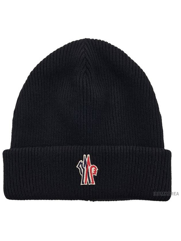 Grenoble Big Logo Beanie Black - MONCLER - BALAAN 11