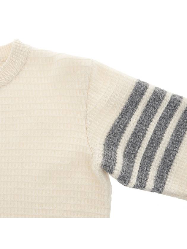 Women's 4 Bar Stripe Cashmere Pullover Knit Top White - THOM BROWNE - BALAAN 5