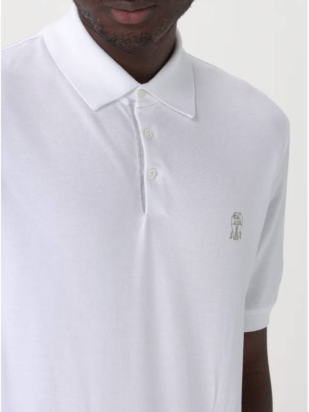 Logo Cotton Polo Shirt White - BRUNELLO CUCINELLI - BALAAN 3
