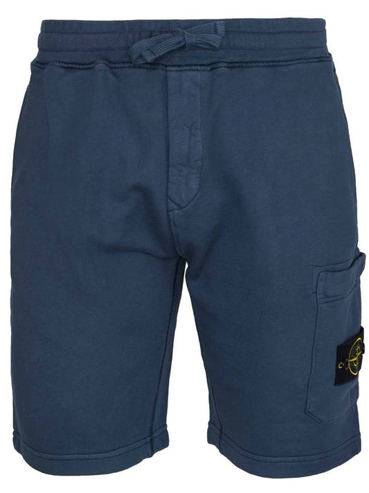 Men's Fleece Bermuda Shorts Dark Blue - STONE ISLAND - BALAAN 1