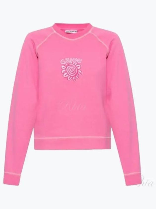 Isoli Cotton Sweatshirt Pink - GANNI - BALAAN 2