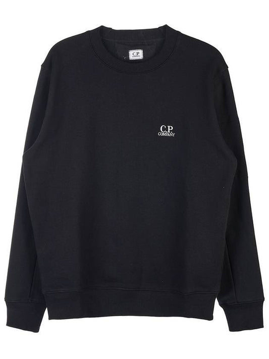 Men's Chest Embroidery Logo Brushed Sweatshirt Black - CP COMPANY - BALAAN.