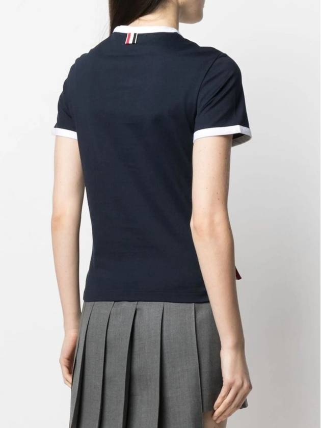 Asymmetric Hem Short Sleeve T-Shirt Navy - THOM BROWNE - BALAAN 5