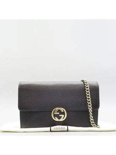 615523 Black leather interlocking WOC mini cross bag - GUCCI - BALAAN 1