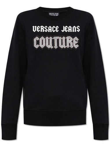 Versace Jeans Couture Sweatshirt With Shimmering Appliqués, Women's, Black - VERSACE - BALAAN 1