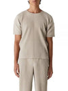 Pleated Short Sleeve T-Shirt Beige - ISSEY MIYAKE - BALAAN 2