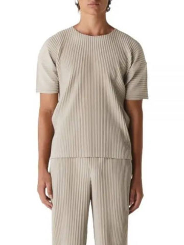 Pleated Short Sleeve T-Shirt Beige - ISSEY MIYAKE - BALAAN 1