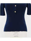 Goldplated navy shortsleeved knit - GANNI - BALAAN 4