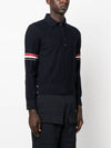 Striped Virgin Wool Long Sleeve Polo Shirt Navy - THOM BROWNE - BALAAN 4