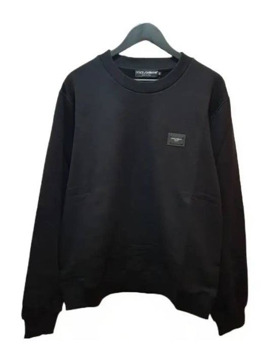 Men's Small Logo Patch Sweatshirt Sweatshirt Black - DOLCE&GABBANA - BALAAN.