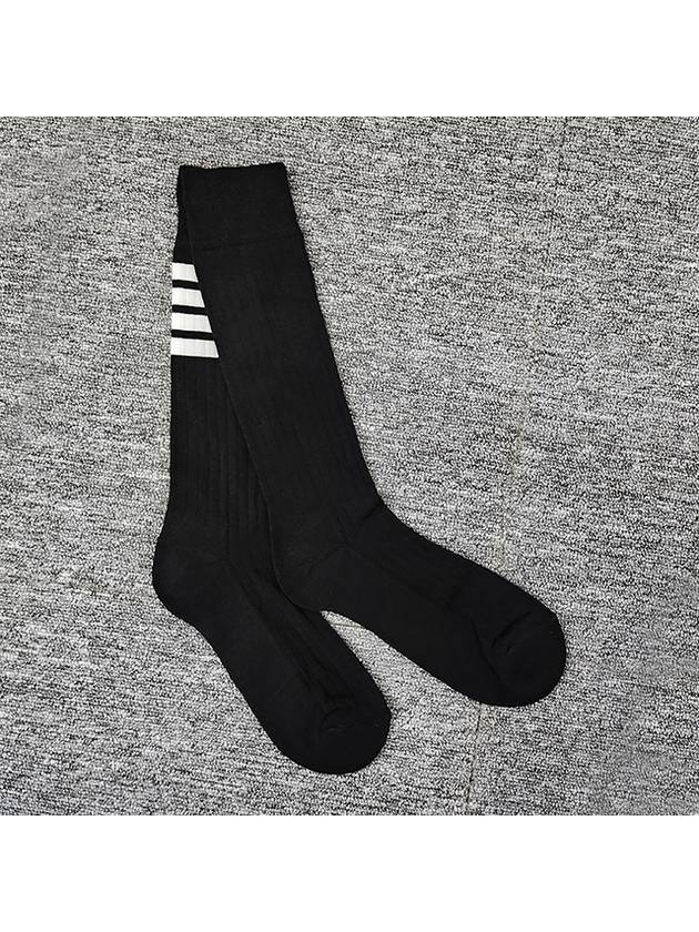 4-Bar Athletic Mid Calf Cotton Socks Black - THOM BROWNE - BALAAN 5