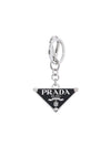 Triangle Logo Metal Keychain Black - PRADA - BALAAN.