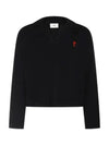 De Coeur Small Heart Logo Polo Knit Top Black - AMI - BALAAN 2