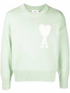 Big Heart Logo Knit Top Green - AMI - BALAAN 1