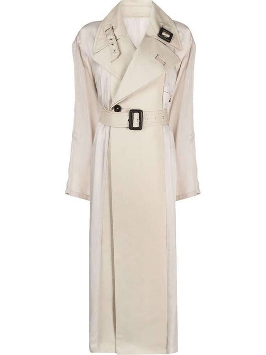 numbering patch two-tone trench coat beige - MAISON MARGIELA - BALAAN.