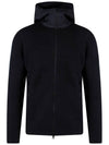 Men's Wool Extra Fine Hooded Zip-Up Black - CP COMPANY - BALAAN.