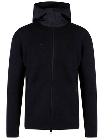 Men's Wool Extra Fine Hooded Zip-Up Black - CP COMPANY - BALAAN.