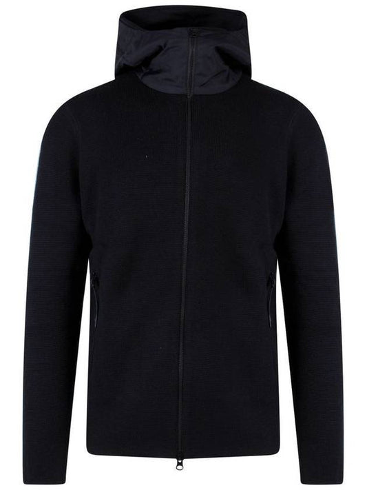 Men's Wool Extra Fine Hooded Zip-Up Black - CP COMPANY - BALAAN.