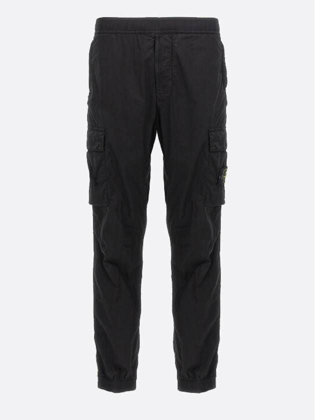 Stretch Cotton Tela Paracadute Straight Pants Black - STONE ISLAND - BALAAN 2