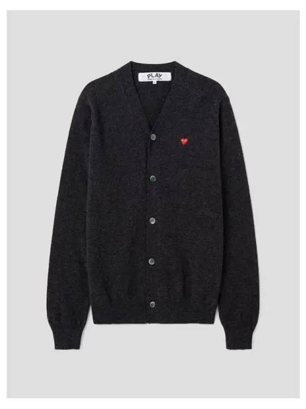 Men s Small Red Heart Wappen Spring Fall Cardigan Gray Domestic Product GM0023011139207 - COMME DES GARCONS PLAY - BALAAN 1