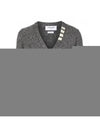 Reverse Jersey Stitch Donegal 4-Bar V-Neck Cardigan Grey - THOM BROWNE - BALAAN 2