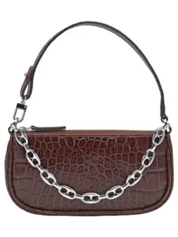 Bypa Mini Rachel Crocker Embossed Leather Shoulder Bag Nutella - BY FAR - BALAAN 1