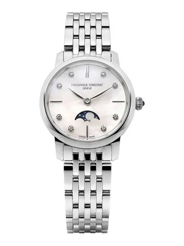 Women's Slim Moon Phase 30mm Metal Watch Silver - FREDERIQUE CONSTANT - BALAAN 4