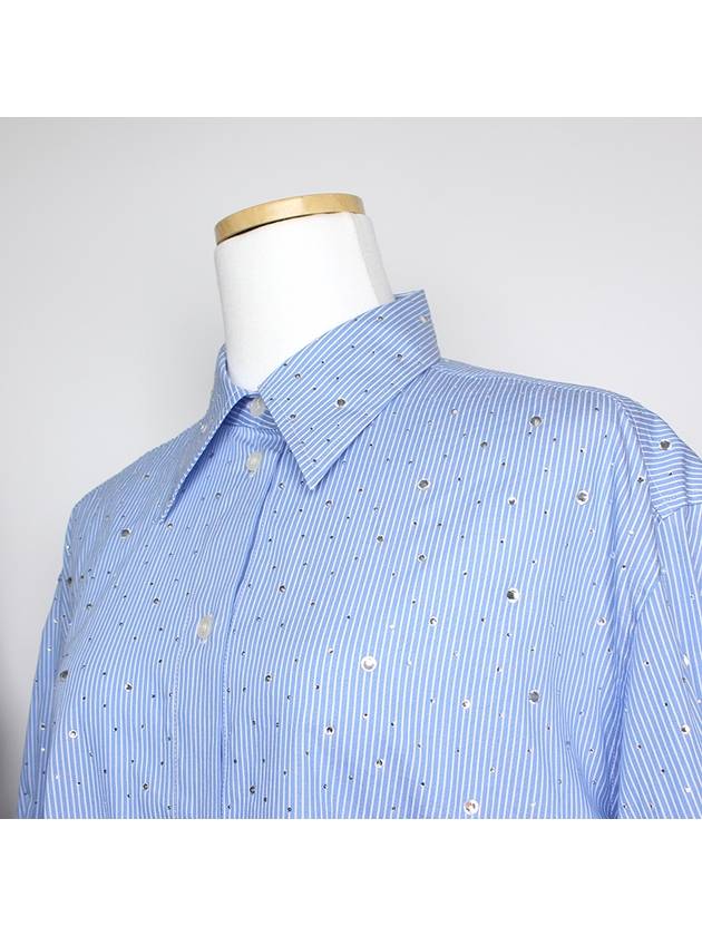 Blue Striped Strass Shirt 55 66 - SANDRO - BALAAN 4