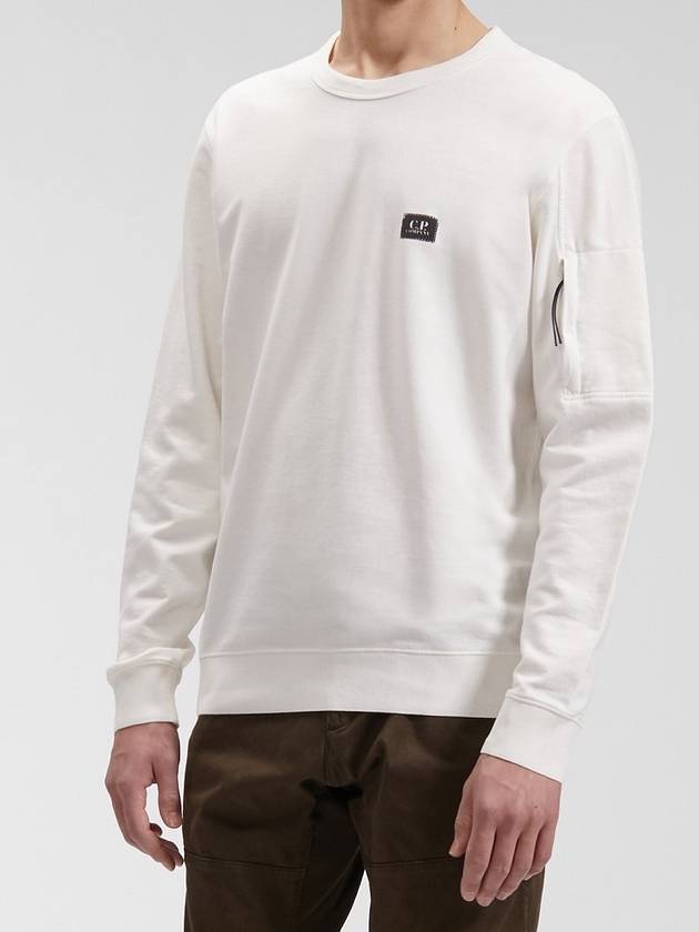 Logo Patch Sweatshirt White - CP COMPANY - BALAAN 3