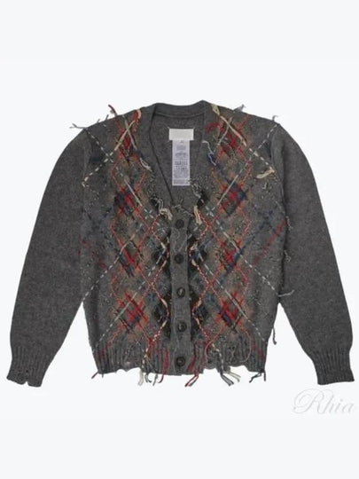 Distressed Argyle Cardigan Grey - MAISON MARGIELA - BALAAN 2