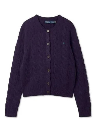 30 reward points W cable knit wool cashmere cardigan purple - POLO RALPH LAUREN - BALAAN 1