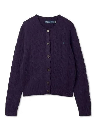 30 reward points W cable knit wool cashmere cardigan purple - POLO RALPH LAUREN - BALAAN 1