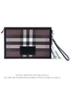 Check Leather Zipper Clutch Bag Brown - BURBERRY - BALAAN 2