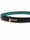 T Logo Reversible Leather Belt Black Green - TOM FORD - BALAAN 6