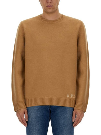 Edward Embroidered Logo Knit Top Camel - A.P.C. - BALAAN 2