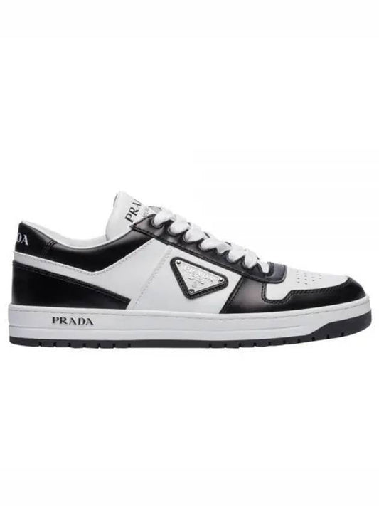 Downtown Leather Low Top Sneakers White Black - PRADA - BALAAN.