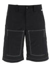 Stitching Embroidered Logo Cargo Shorts Black - MSGM - BALAAN 2