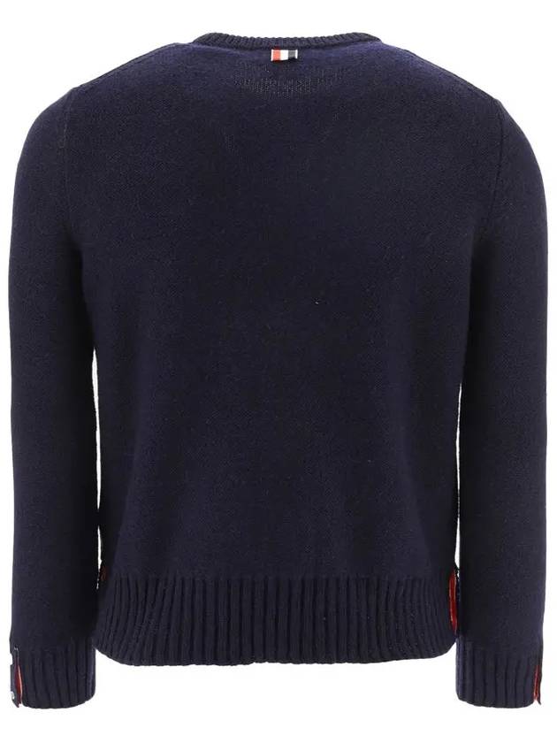 Donegal 4-Bar Striped Crew Neck Wool Knit Top Navy - THOM BROWNE - BALAAN 4