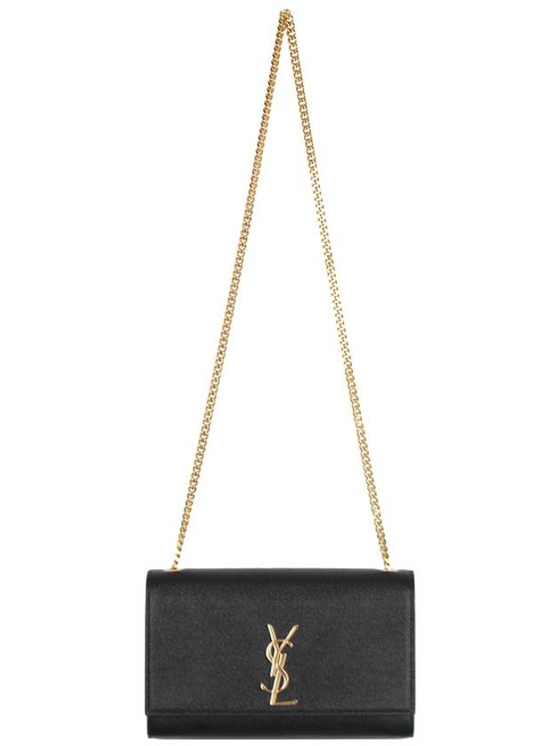 Monogram Kate Chain Gold Hardware Medium Cross Bag Black - SAINT LAURENT - BALAAN 4