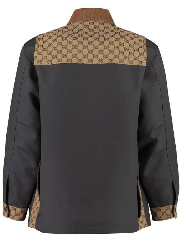 Patchwork GG Supreme Cotton Canvas Jacket Dark Grey - GUCCI - BALAAN 3