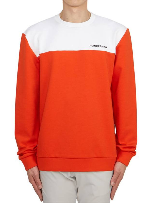 Men's Jeff Crew Neck Polyester Sweatshirt Fiery Red - J.LINDEBERG - BALAAN 2